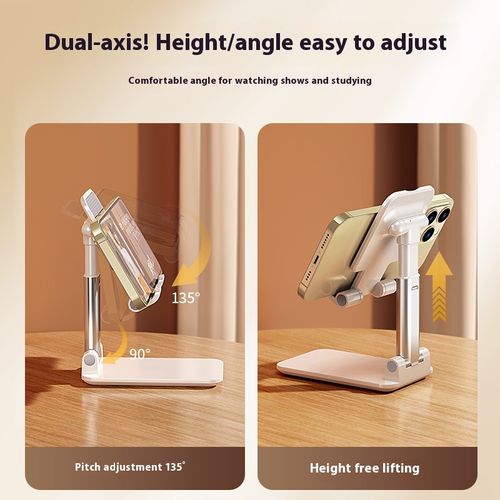 Adjustable Height Phone Stand Lazy Person's Desktop Livestreaming Foldable Telescopic Portable Universal Stand for Phones & Tablets