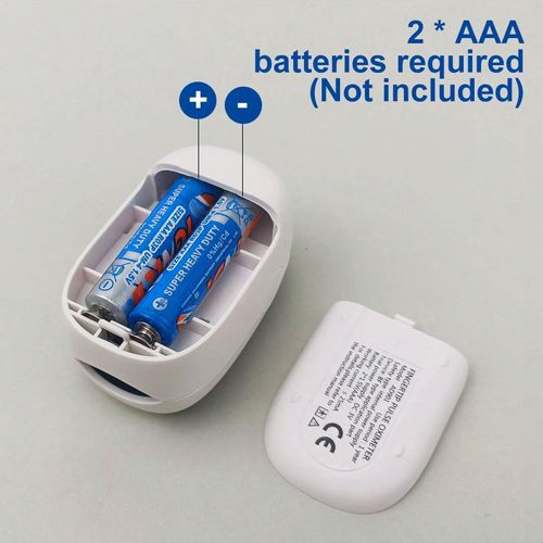 Finger clip heart rate monitor measures fingertip oxygen saturation and monitors pulse