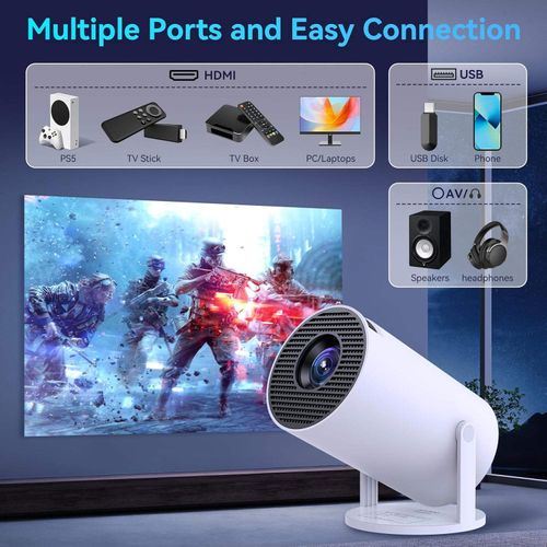 HY300 Mini Wired Portable LED Projector Operating System Home HD 480P Resolution Pico LCD Type c Usb Plug New Gun Cross-Border