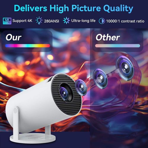 HY300 Mini Wired Portable LED Projector Operating System Home HD 480P Resolution Pico LCD Type c Usb Plug New Gun Cross-Border