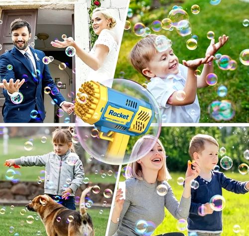 Unisex Handheld Automatic 40-Hole Bubble Machine Wand - Outdoor Toy with Mini Fan Mode, Kids 4+ Gifts for Birthdays, Easter Baskets, Children's Day Summer Beach Gatherings