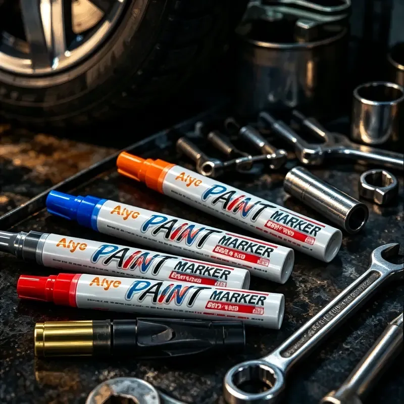 Automotive Tire Paint Markers - 12 Color Oil-Based Permanent Markers, Medium Tip, Quick-Dry, Waterproof for Metal, Wood, Rubber (Car Washing & Maintenance Paint Repair Tools)