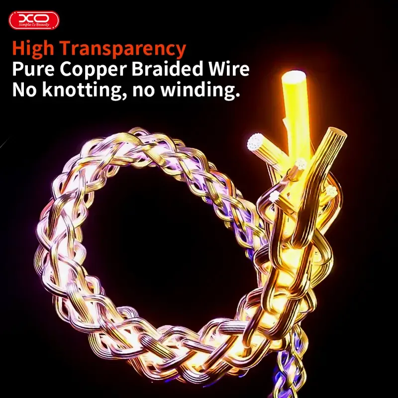 60W 4-in-1 Alloy Glow-in-the-Dark Durable LED Fast Charging Cable - 4-Port Free Switching, Data Transfer Support, Protection, for Smartphone, Electronic Device
