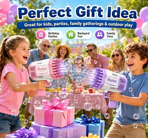 Unisex Handheld Automatic 40-Hole Bubble Machine Wand - Outdoor Toy with Mini Fan Mode, Kids 4+ Gifts for Birthdays, Easter Baskets, Children's Day Summer Beach Gatherings