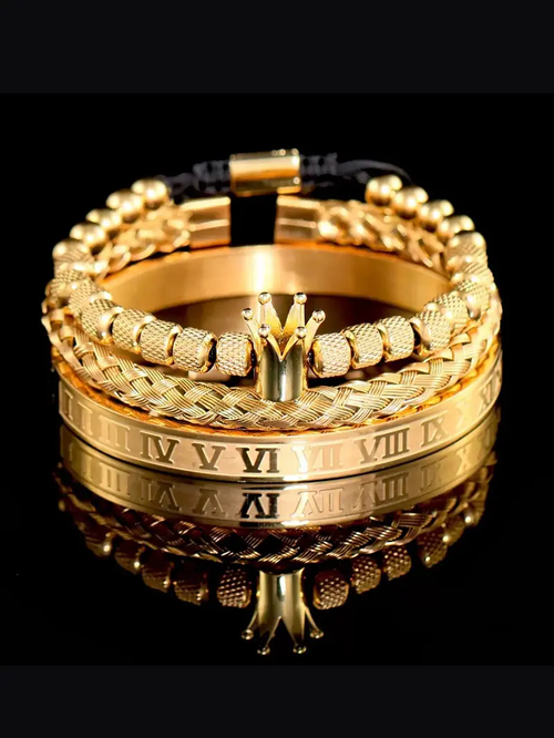 Men's Elegant Braided Bracelet, Fashionable Crown & Roman Numerals Decor Bracelet for Guys, Party, Daily Decor, Cool Trendy All-match & Exquisite Jewelry for Birthday Gift, Jewellery, Styling