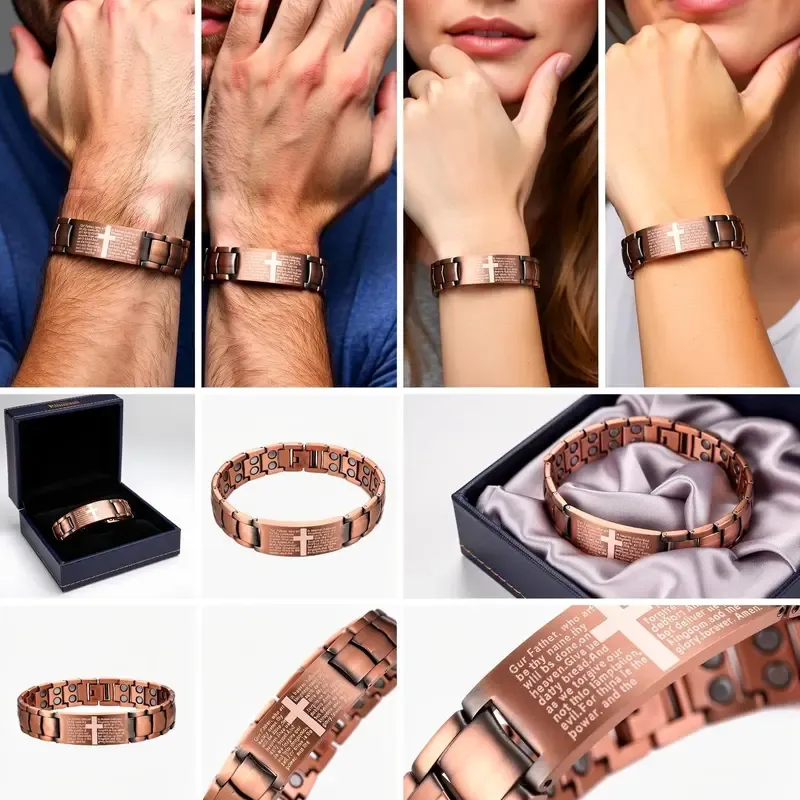 Everyday Wear Copper Magnetic Therapy Bracelet for Men & Women, 3X Ultra Strength Magnetic Bracelets, 99.99% Pure Copper with 3500 Gauss Neodymium Magnets, Eliminate Static Electricity, Magnetic Field Therapy Jewelry