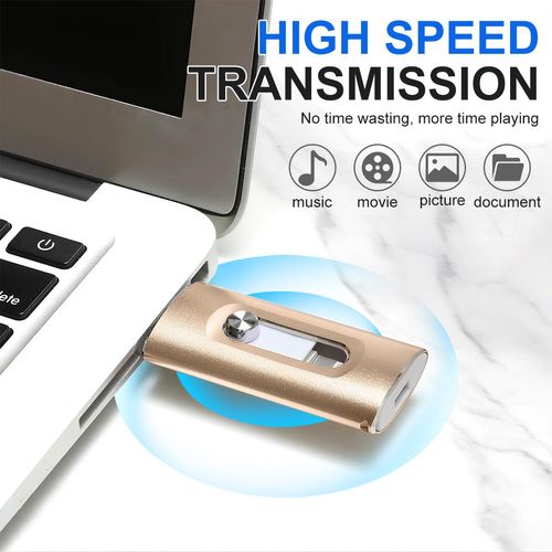 4-in-1 Flash Drive MFi Certified 512GB Portable USB OTG Memory Stick for iPhone iOS(Need app) Android PC with Type-C Adapter High-Speed Data Transfer