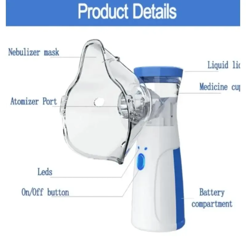 2PCS Portable Smart Humidifier with Auto-Cleaning - Dual Modes, Handheld Humidifier for Respiratory Care at Home-Travel, Adult - Kid-Friendly Design (No Include Battery)