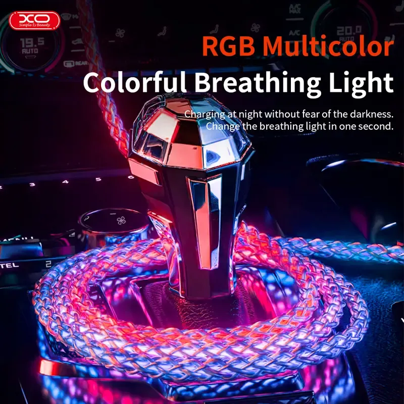 60W 4-in-1 Alloy Glow-in-the-Dark Durable LED Fast Charging Cable - 4-Port Free Switching, Data Transfer Support, Protection, for Smartphone, Electronic Device