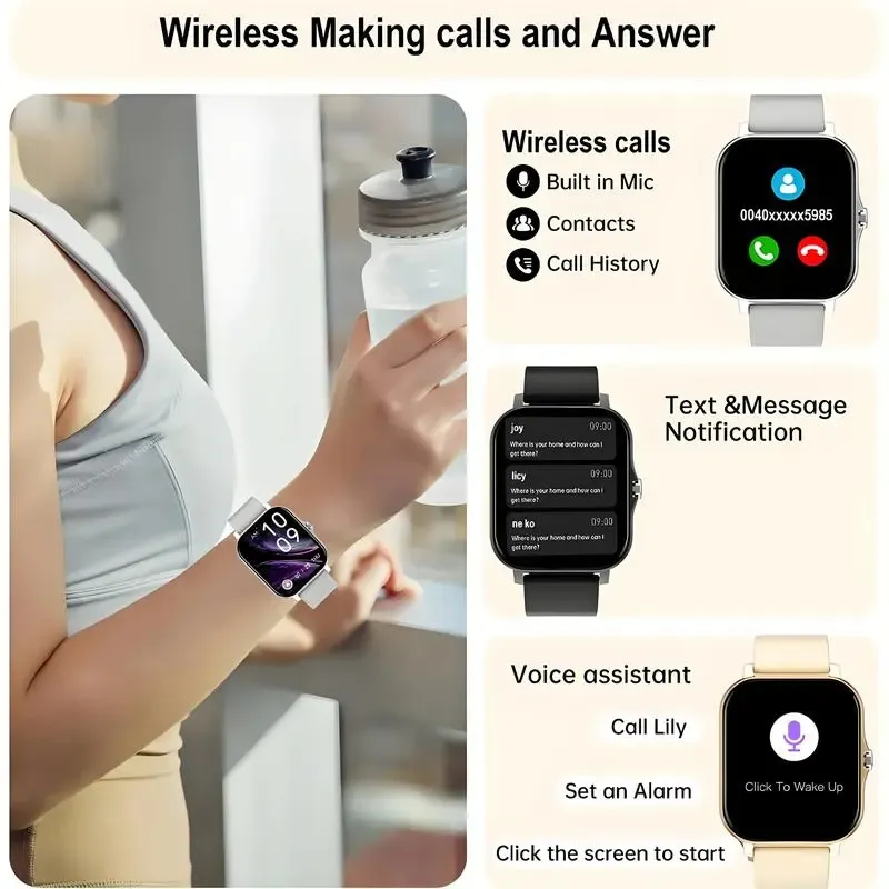 Smart watch, wireless talking-dialing, multi-sport mode, call reminder and rejection, SMS reminder, message reminder, various APP reminders, multi-function display, HD screen, gifts, multiple colors Alloy Charging Pink Smartphone Usb Wearable Rechargeable