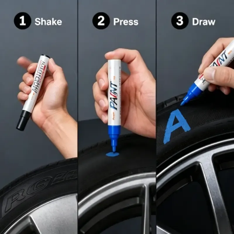 Automotive Tire Paint Markers - 12 Color Oil-Based Permanent Markers, Medium Tip, Quick-Dry, Waterproof for Metal, Wood, Rubber (Car Washing & Maintenance Paint Repair Tools)