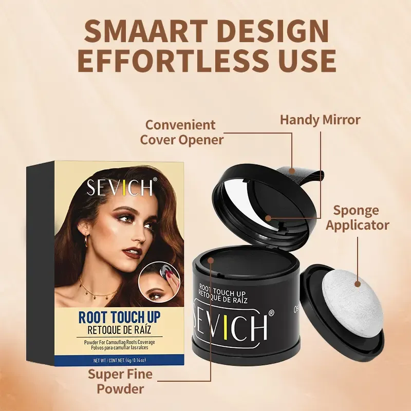 SEVICH Hairline Powder - Root Touch Up Hair Color for Gray Coverage ,48 Hour Stain Proof,Thickening & Concealing for Women & Men,