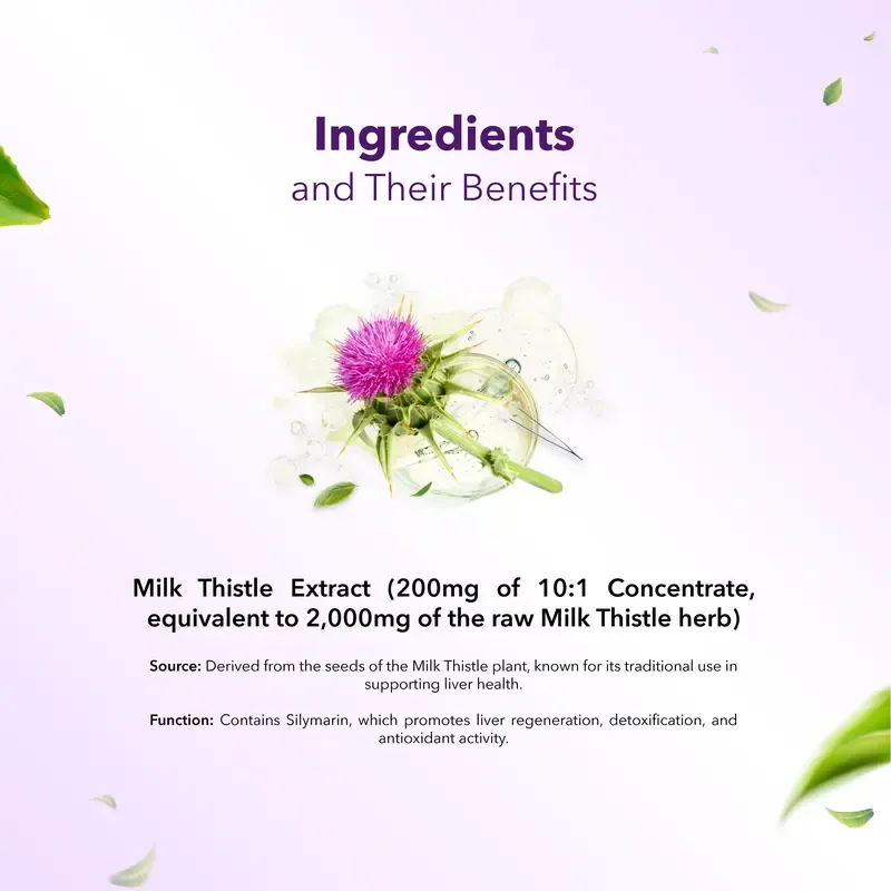 Estalife Milk Thistle 2000MG | Liver Detox | Silymarin | Digestion Kidney Supplement | 60 Caps Edible Fitness Dietary Healthcare