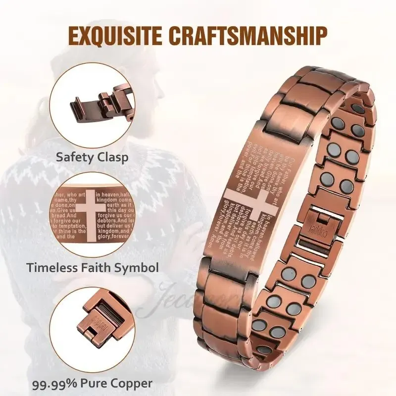 Everyday Wear Copper Magnetic Therapy Bracelet for Men & Women, 3X Ultra Strength Magnetic Bracelets, 99.99% Pure Copper with 3500 Gauss Neodymium Magnets, Eliminate Static Electricity, Magnetic Field Therapy Jewelry