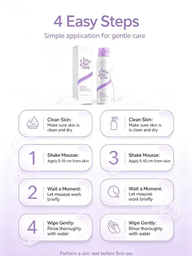 Cloudsense Gentle Hair Removal Mousse, Painless Depilatory Foam Spray for Arms, Legs, Underarm & Bikini Area, Skin Friendly Body Hair Remover Cream Mousse