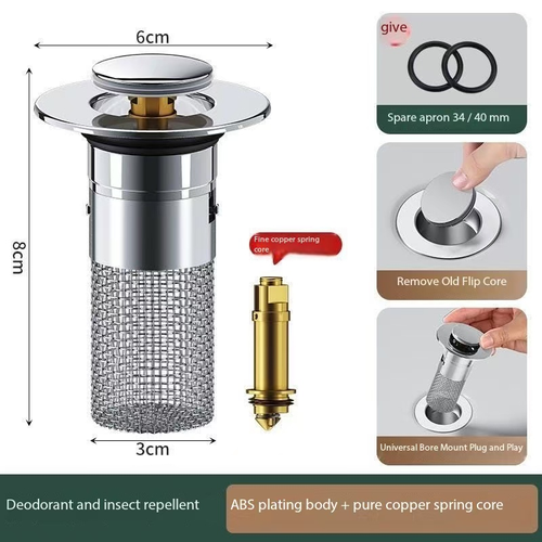 Modern Design Plastic Bathroom Basin Drain Plug Core Bounce Wash Basin Leaking Filter Bathroom Basin Drain