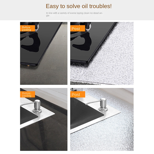 0.6m×5m Kitchen Oil Fire High-Temp Moisture-Proof Cabinet Wallpaper Self-Adhesive Tin Aluminum Foil Ugly Paper Cover-Wall Stickers