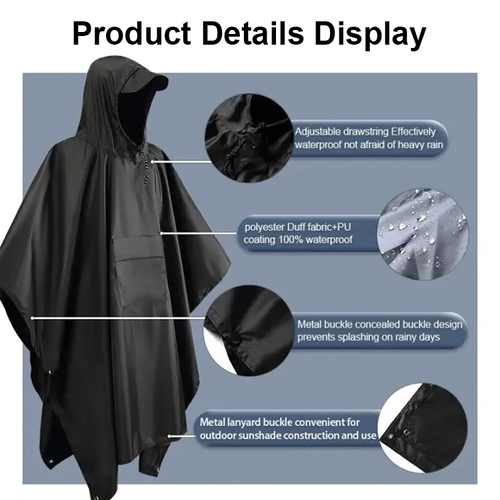 Hot Sell Recycled Plastic Pu Waterproof Raincoat Adults Raincoat With Hoods and Plastic Raincoat with Storage Bag