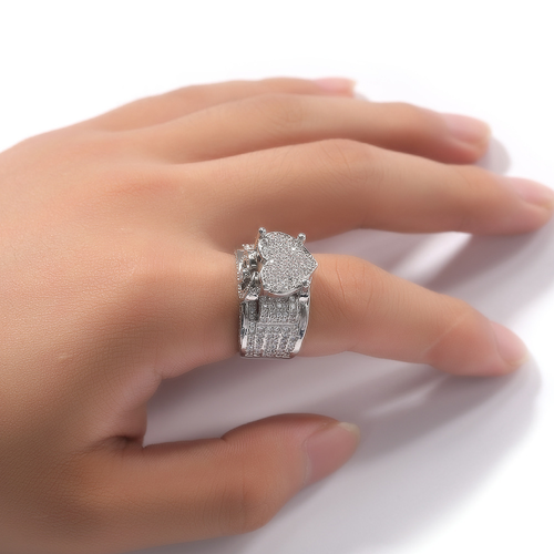 Hip-Hop Style Micro-Painted Zircon Heart Ring Heavy-Duty Design  Retro Ring Trendy New Jewelry Size reservation supported