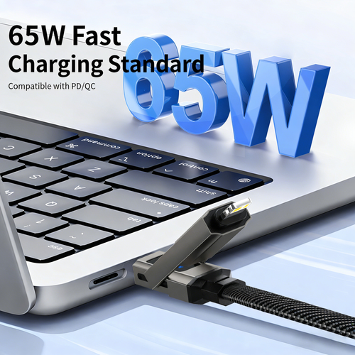 High Quality 0.2m 4 in 1 Braided USB-C Portable Keychain Cable LED Display PD Fast Charging for Mobile Phone Multiple Devices