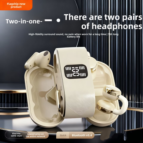 Q16 TWS Wireless Earbuds BT 5.4 Semi In-Ear ENC Noise Cancelling Digital Display IPX4 Waterproof Gaming Earphones with Mic