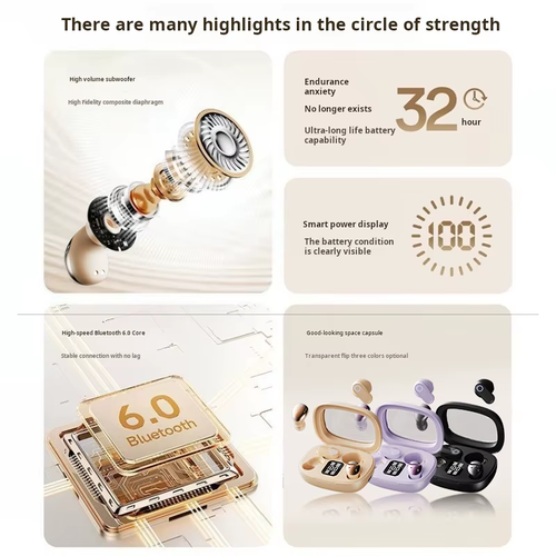 Dual Wireless Earbuds LED Power Display HiFi in Ear Noise Earphone Cancelling Low Latency Touch Control Type-C Long Battery Life