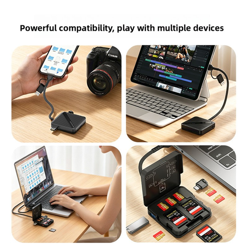 5 in 1 USB3.0 Reader Storage Box Adapter With USB Type-C Cable Support 5Ports Read Simultaneously for SD TF Card Storage Manager