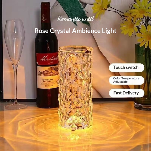 RGB Color-Changing LED Night Light Touch Control Crystal Table Lamp Remote Control Power Battery Rose Light Atmosphere