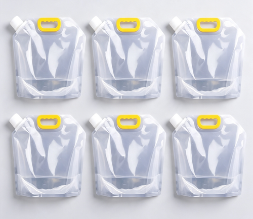 Grains Cereals Household Food Liquid Storage Transparent Stand up Pouch Bag with Spout and Handle Six Per Set