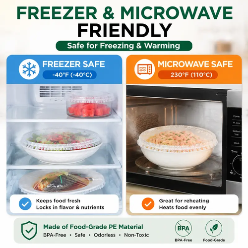 500PCS Disposable Stretch Food Covers for Bowls & Plates, Elastic Bowl Covers, Plastic Wrap Alternative for Leftovers, Fruits, Vegetables & Kitchen Food Storage
