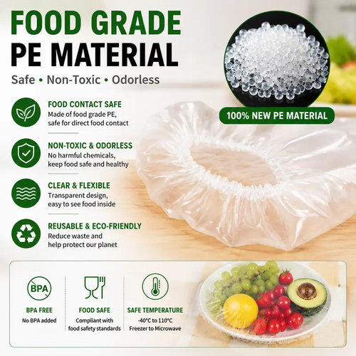 500PCS Disposable Stretch Food Covers for Bowls & Plates, Elastic Bowl Covers, Plastic Wrap Alternative for Leftovers, Fruits, Vegetables & Kitchen Food Storage