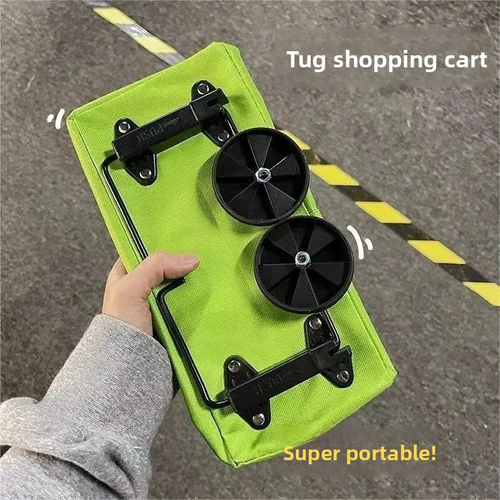 Portable Foldable Backpack-Style Shopping Cart with Oxford Cloth Lightweight Wheeled Design for Household Grocery Use