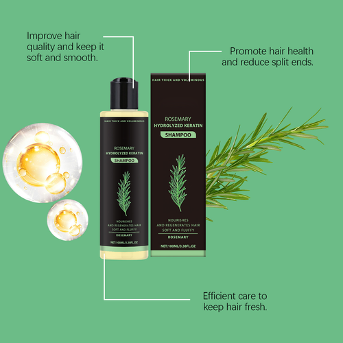 Rosemary Hydrolyzed Keratin Organic Natural Hair Thickening Shampoo Strengthening Refreshing Nourishing Hair Growth for Thinning Two Per Set