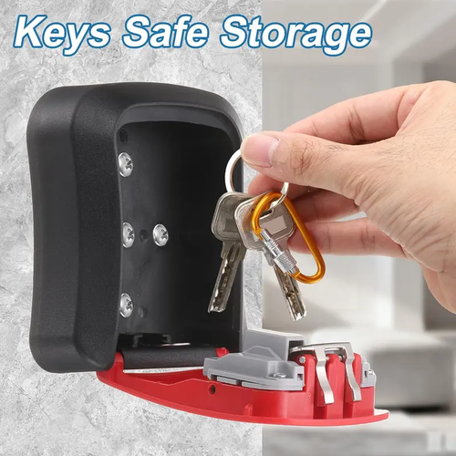Wall Mount Key Lock Box - 4 Digit Combination Lockbox for Keys Safe Security Storage Resettable Code Lockbox for Outdoor Home Office Garage Two Per Set