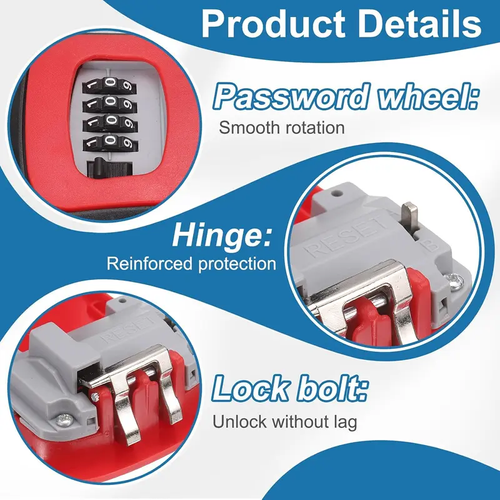 Wall Mount Key Lock Box - 4 Digit Combination Lockbox for Keys Safe Security Storage Resettable Code Lockbox for Outdoor Home Office Garage Two Per Set