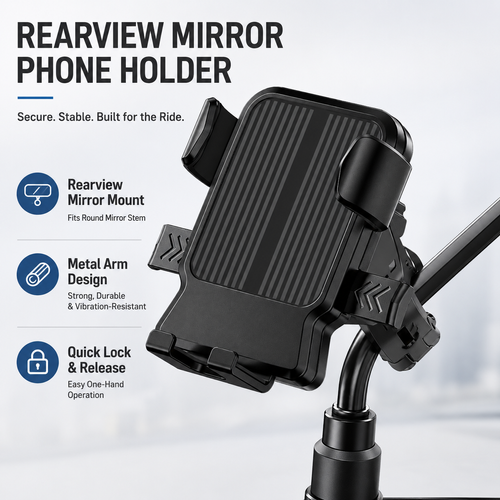 Motorcycle Phone Mount Anti-Shake Bike Holder One-Click Lock Bicycle Scooter Delivery Navigation Bracket Handlebar Stand