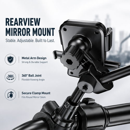 Motorcycle Phone Mount Anti-Shake Bike Holder One-Click Lock Bicycle Scooter Delivery Navigation Bracket Handlebar Stand