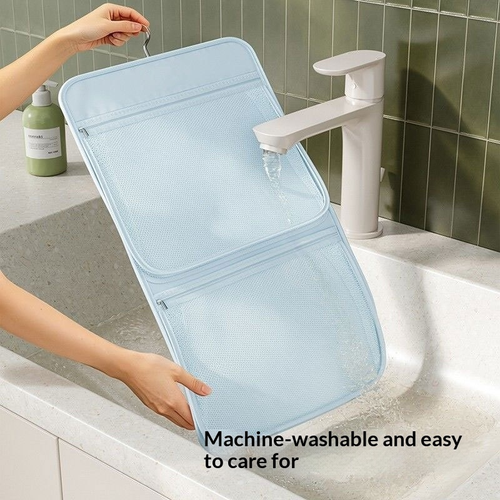 Hanging 3-Layer Mesh Washable Modern Minimalist Storage Bag Underwear Panties Socks Organizer Wardrobe Door-Back
