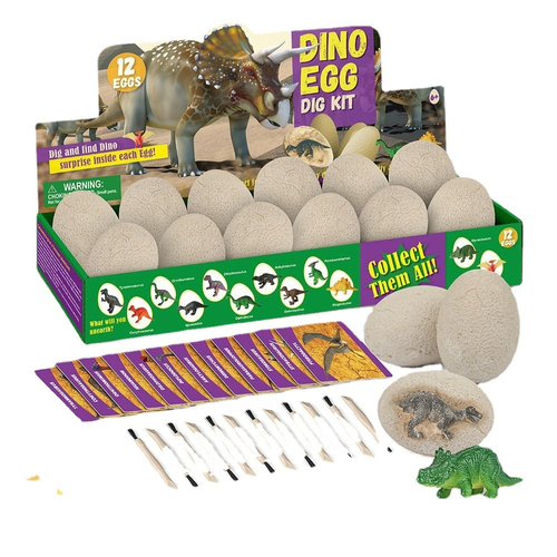 Kids Educational Archaeological Toy Dinosaur Egg Set With Tyrannosaurus Fossil Excavation Dig Kit