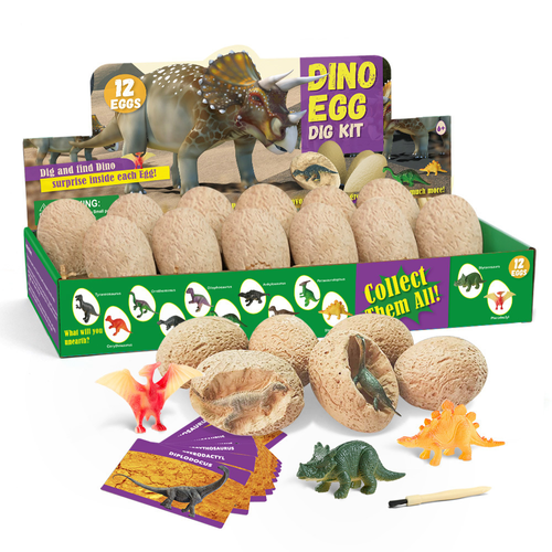 Kids Educational Archaeological Toy Dinosaur Egg Set With Tyrannosaurus Fossil Excavation Dig Kit