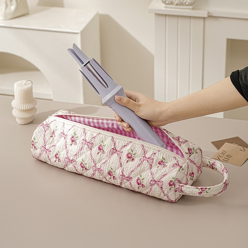 New Foldable Large Capacity Floral Bubble Polyester Hair Dryer & Curling Iron Storage Bag Hair Stylist Travel Rolling case