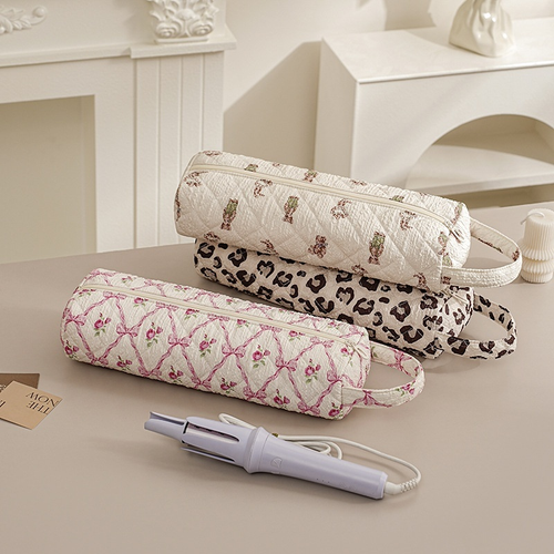 New Foldable Large Capacity Floral Bubble Polyester Hair Dryer & Curling Iron Storage Bag Hair Stylist Travel Rolling case