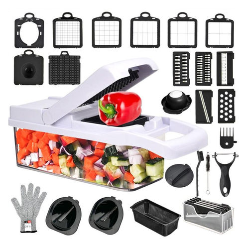 Multifunctional Manual Kitchen Vegetable Cutter Household Potato Shredder 16-Piece Set Restaurant Short-lid Dicer Vegetable Tool