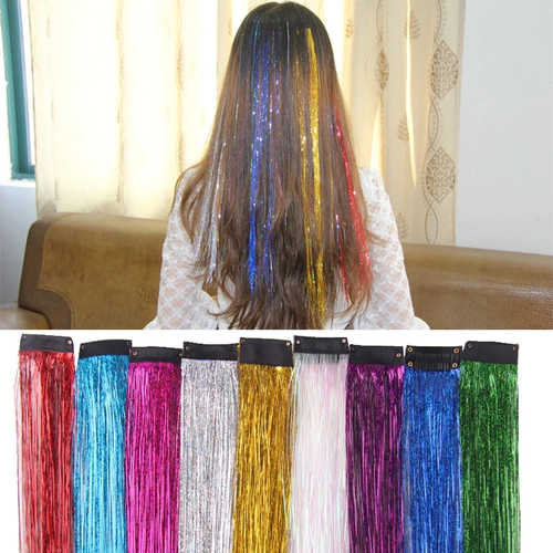 16pcs Sparkle Shiny Hair Tinsel Rainbow Silk Hair Extensions Dazzles Women Hippie for Braiding Heat Resistant Tinsel Hair Extension 16 Colors