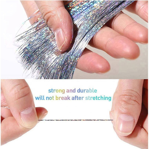 16pcs Sparkle Shiny Hair Tinsel Rainbow Silk Hair Extensions Dazzles Women Hippie for Braiding Heat Resistant Tinsel Hair Extension 16 Colors