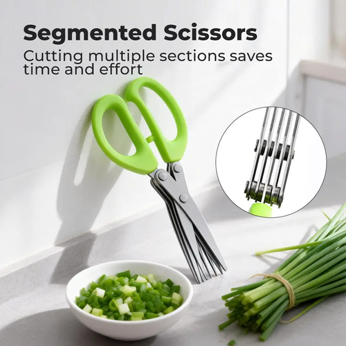 Camp Kitchen Stainless Steel Scissors Set - 2 Count 5-Layer Coriander & Herb Shears, Rust-Proof Multi-Edge Design, Easy-to-Clean Residue Removal Utensils