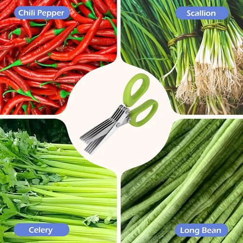 Camp Kitchen Stainless Steel Scissors Set - 2 Count 5-Layer Coriander & Herb Shears, Rust-Proof Multi-Edge Design, Easy-to-Clean Residue Removal Utensils