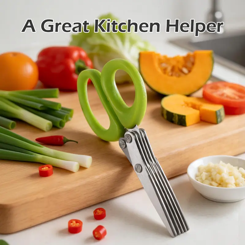 Camp Kitchen Stainless Steel Scissors Set - 2 Count 5-Layer Coriander & Herb Shears, Rust-Proof Multi-Edge Design, Easy-to-Clean Residue Removal Utensils