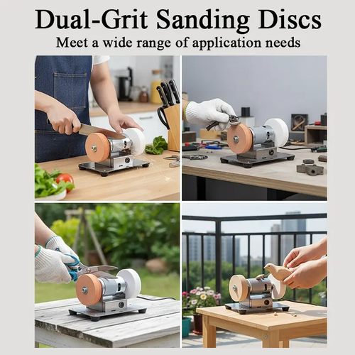 150W Mini Grinder 12-Speed 3000-6000RPM Electric Benchtop Sander with 2 Grinding Wheels for Metal Sharpening DIY(6.3*3.9*3.9in) Portable