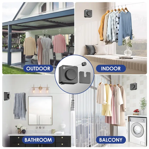 Wall-Mounted Stainless Steel Heavy-Duty Clothes Drying Rack - Adjustable Retractable Washing Line, Space-Saving Non-Sag Rope, 4.8M 15-20 kg Load Bearing Capacity, Included Aluminium Box for Bathroom, Balcony Home Supplies Laundry Tools & Accessories